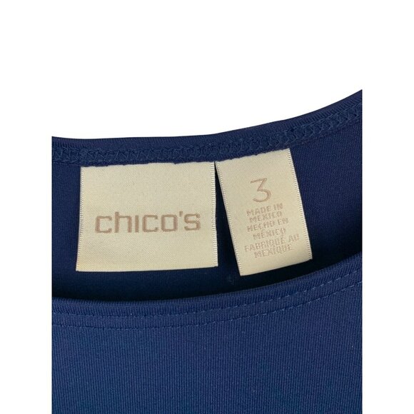 Chicos Navy Blue Sleeveless Tank Top Size 3 Polyester Blend Womens - Picture 3 of 3